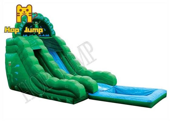 Nadmuchiwana zjeżdżalnia wodna dla dzieci w kolorze zielonym Pvc z basenem